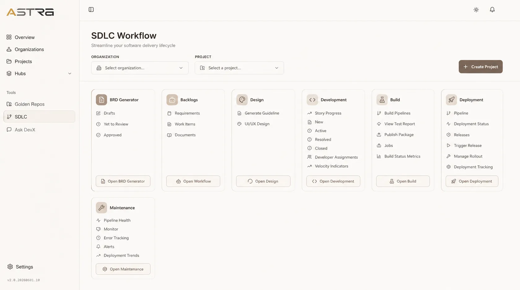 Astra Engineering dashboard