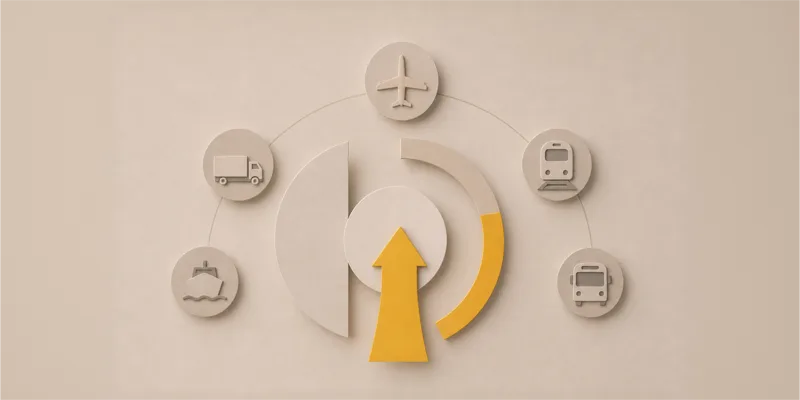 Case study illustration: 500+ enhancements shipped in a year, across five transport modes, with Claude Code