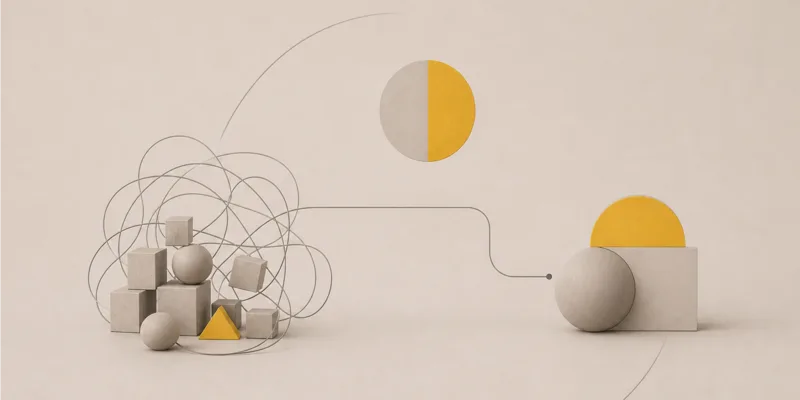 Tangled connections becoming a single clear path, illustrating simplified identity and access management.