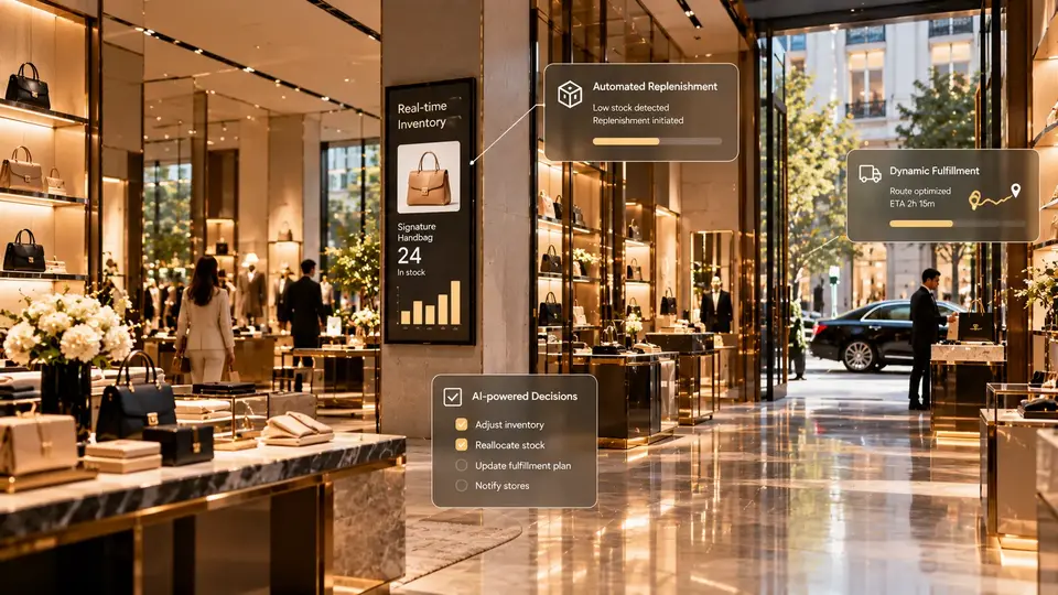 Store and stockroom with real-time inventory and replenishment overlays